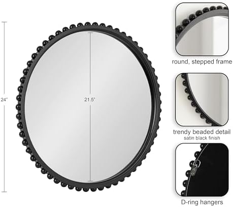 Kate and Laurel Beadbrook Round Wall Mirror - Image 2