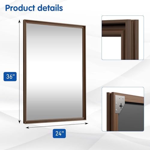 WEER Brown Bathroom Vanity Mirror 24x36 Inch - Image 7