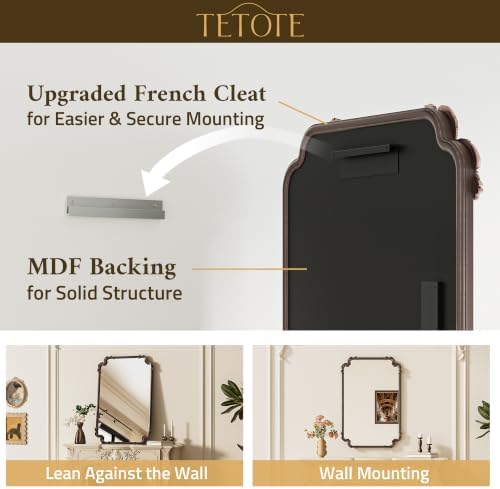 TETOTE Vintage Baroque Bronze Rectangle Mirror - Image 5