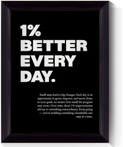 1% Better Every Day Motivational Canvas Wall Art, Growth Mindset Inspirational by Handmade