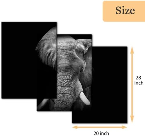 Pacimo 3 Pieces Wall Art for Living Room Elephant Canvas Wall Decor for Bedroom - Image 4