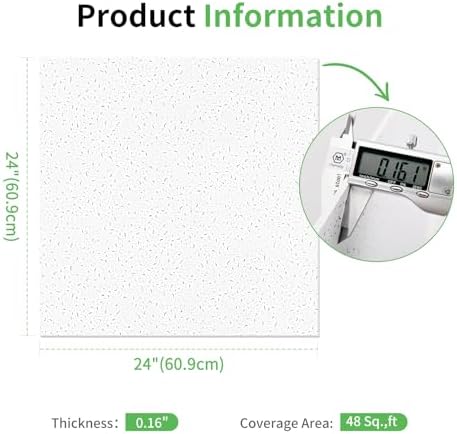 Art3d 24"x24" Stucco Printed Drop Ceiling Tiles, 2x2ft Decorative PVC Ceiling - Image 4