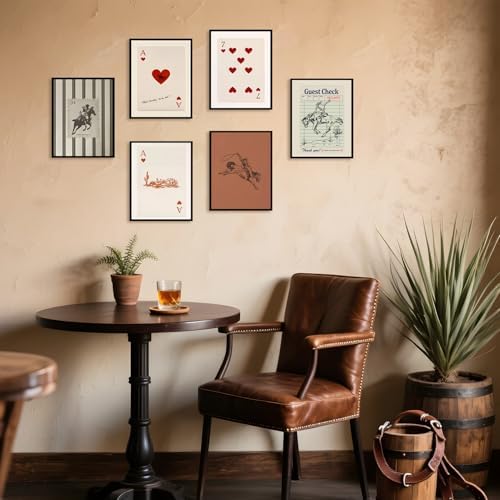 Vintage Western Cowboy Poster Set of 6, Southwestern Wall Art Playing Card - Image 6