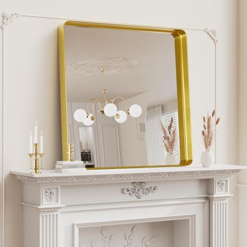 Koonmi Gold Bathroom Mirror, 29x29 Shatterproof Wall Vanity Mirror by KOONMI