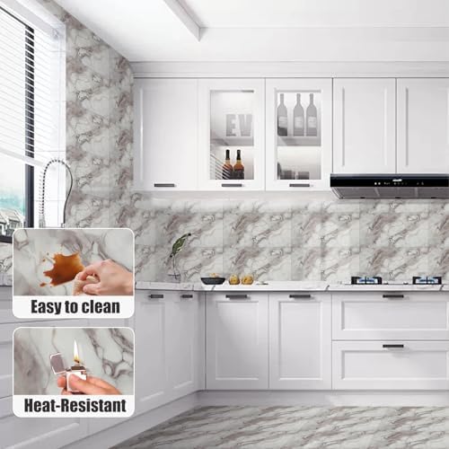 10pcs Thick Marble Peel and Stick Wall Panels 23.6"x11.8" Waterproof Backsplash - Image 2