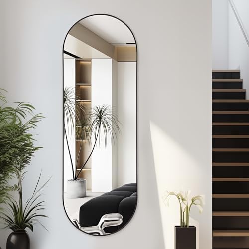 Niccy Oval Full Length Mirrors, Long Wall-Mounted Mirror - Image 2
