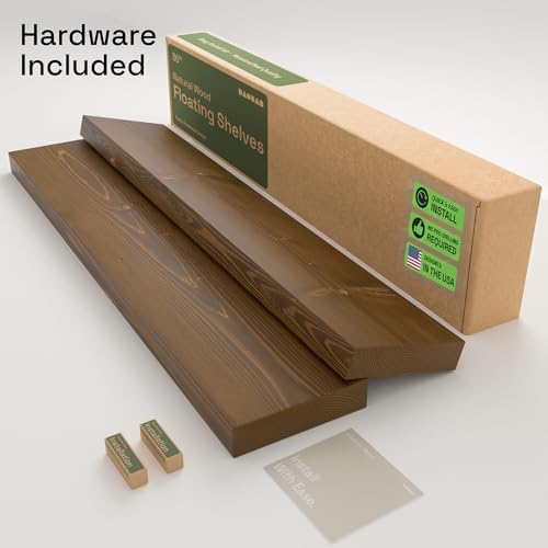 Solid Wood Floating Shelves for Wall 36 Inches Long, Walnut Wooden Shelf - Image 6