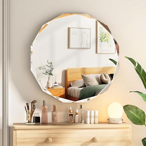 20x20 Inch Bathroom Mirrors for Over Sink, Round Frameless Mirrors for Wall by JACUKO