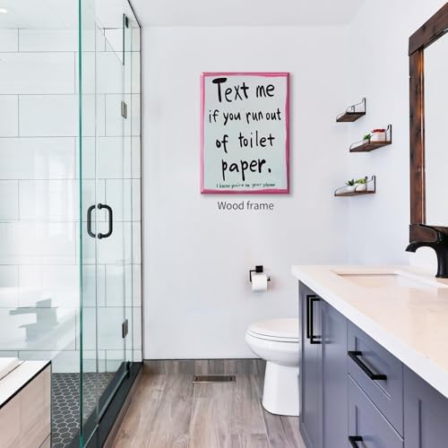 Pink Funny Bathroom Poster Text Me If You Run Out Of Toilet Paper Wall Art - Image 6