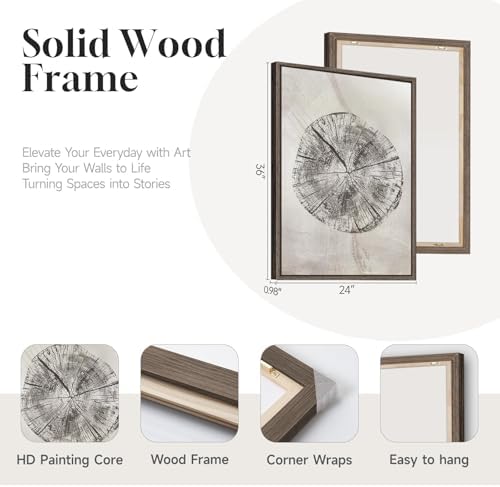 Large Framed Wabi Sabi Gray Tree Ring Wall Art - Image 6