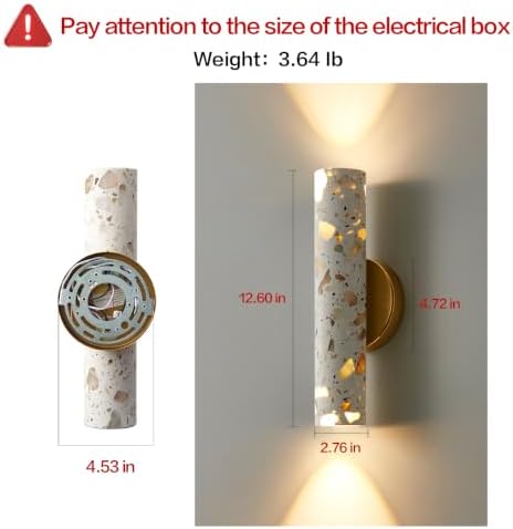 Terrazzo Wall Sconce, 12.6 Inch Up Down Wall Light, E26 Hardwired Indoor Wall - Image 5