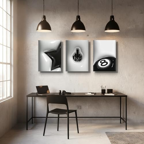 3Pcs Framed Lucky 8 Ball Wall Art, 16x24 Inch - Image 6