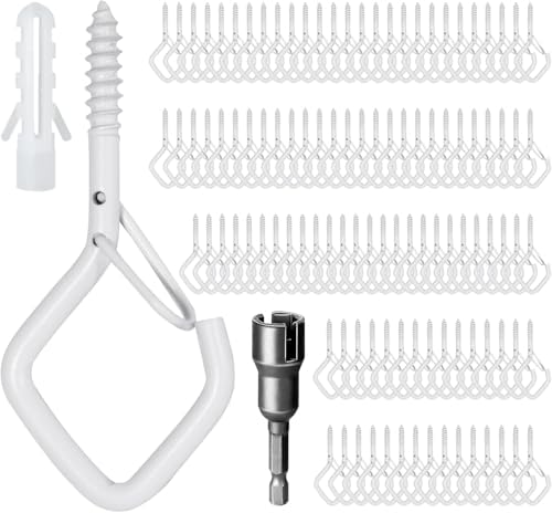 2.36IN Ceiling Screw Hooks for Hanging Plants, Safety Buckle by Ticway