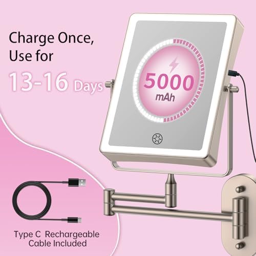 FASCINATE 8.7" 5000mAh Rechargeable Wall Mounted Makeup Mirror - Image 2