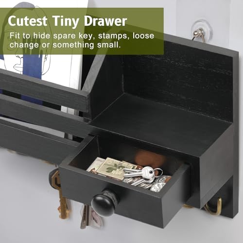 Key Holder Wall Mount, Wooden Key and Mail Organizer - Image 4