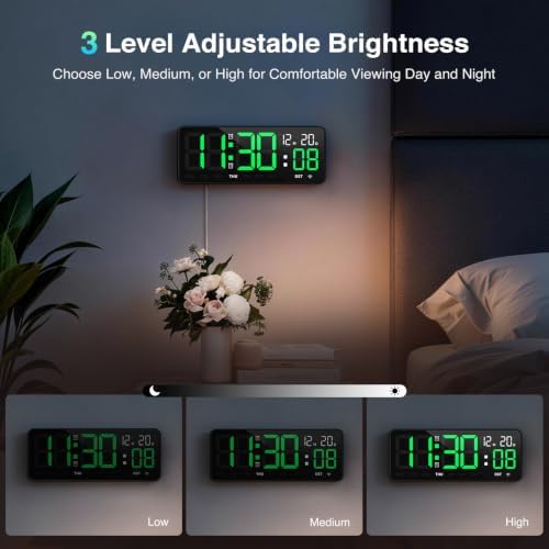 WiFi Digital Clock 12", Digital Wall Clock WiFi Sync - Image 6