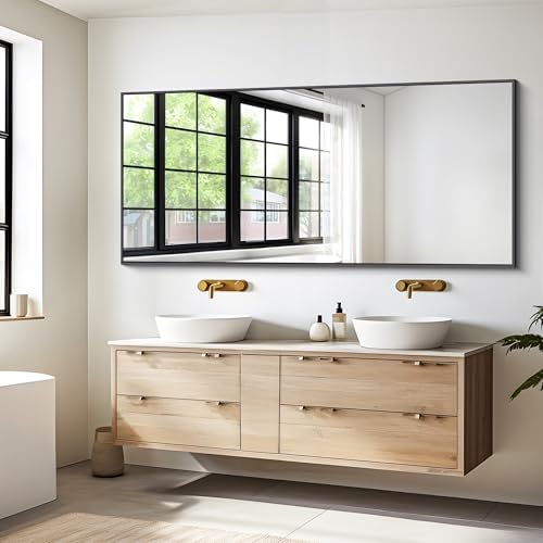 DESBING Black Bathroom Mirror for Wall, 72x30 Inch Rectangle Mirrors - Image 2