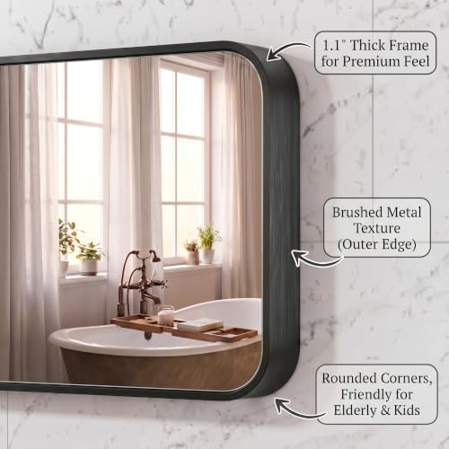 2-Pack 24X36 Inch Bathroom Mirror, Rectangle Aluminum Frame Mirror Anti-Rust - Image 4