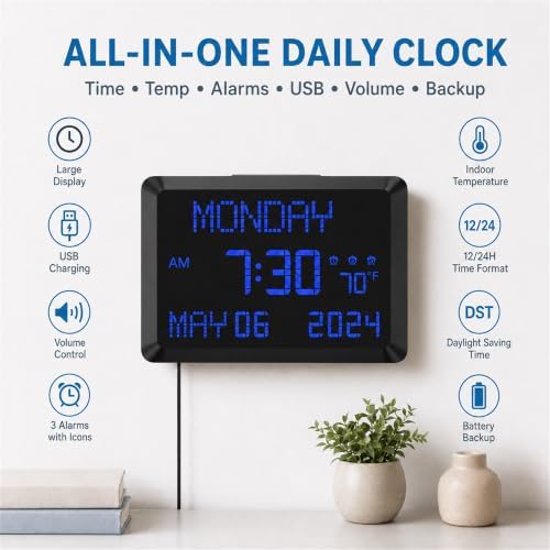 Mesqool 11.5-Inch Large Digital Wall Clock - Image 2