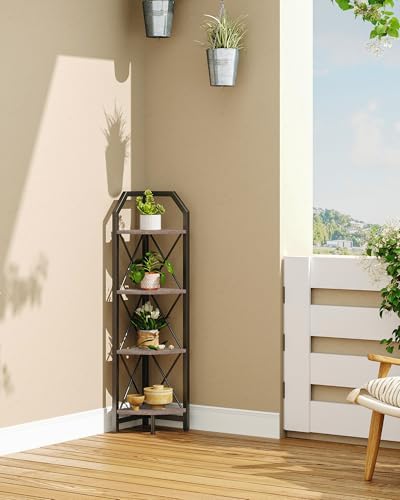 CHOEZON 4-Tier Corner Shelf, Industrial Corner Bookshelf, 47.6" Corner Storage - Image 7