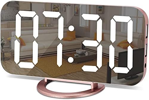 SZELAM Alarm Clock for Bedroom, LED and Mirror Digital Clock Large Display by SZELAM