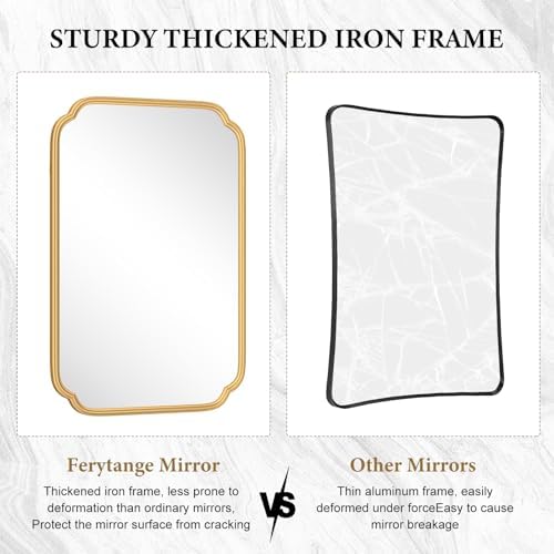 Ferytange 36 x 48 Inch Gold Bathroom Vanity Mirror - Image 4
