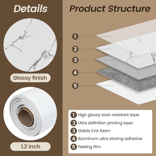 KASARO Peel and Stick Backsplash Wall Tile, 118 × 47 inch - Image 3