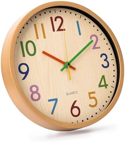 Kids Wall Clock Silent Non-Ticking Colorful Childrens Clock Round Decorative - Image 2