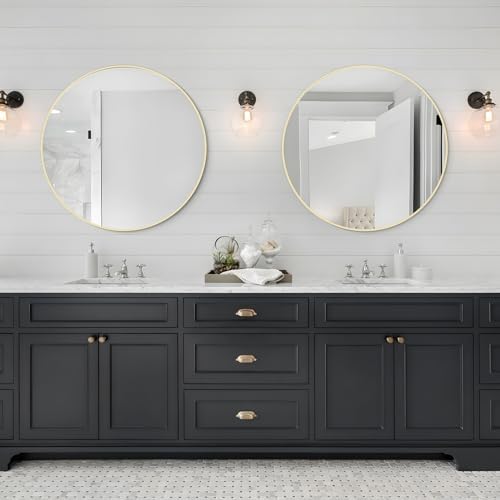 WallBeyond 28 inch Round Mirror Gold Large Circle Wall Mirror - Image 3