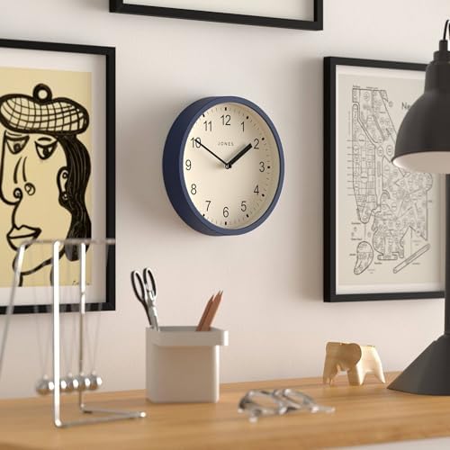 JONES CLOCKS® Spin wall Clock | Small Modern Round Clock | 8" | Dark Blue | - Image 4