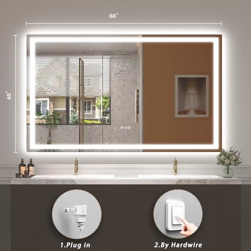 60x40 LED Lighted Bathroom Mirror - Image 6