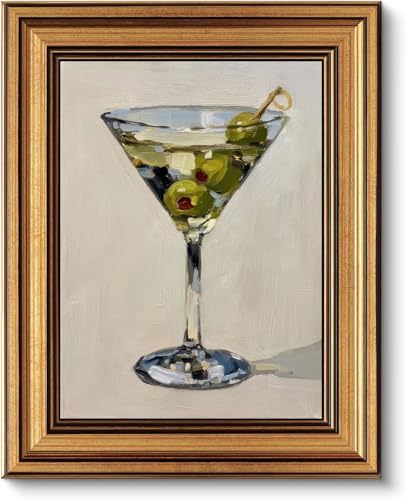 Gold Framed Wall Art, Vintage Martini Glass by ROSSYNOOK