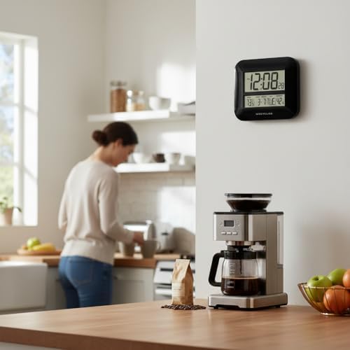 Westclox Black Large Digital Wall Clock, Temperature, Battery Powered - Image 3
