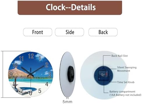 XFM Tropical Beach Wall Clock 14 Inch Modern Glass - Image 6