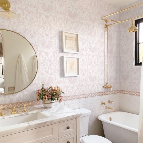 Ismoon Peel and Stick Wallpaper Pink Contact Paper 17.3in x 32.8ft Vintage - Image 3