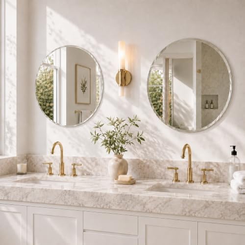 24 Inch Round Frameless Beveled Wall Mirror - Image 7