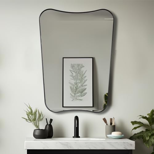 ANDY STAR Matte Black Bathroom Vanity Mirror, 22x30 Inch Irregular Mirror by ANDYSTAR