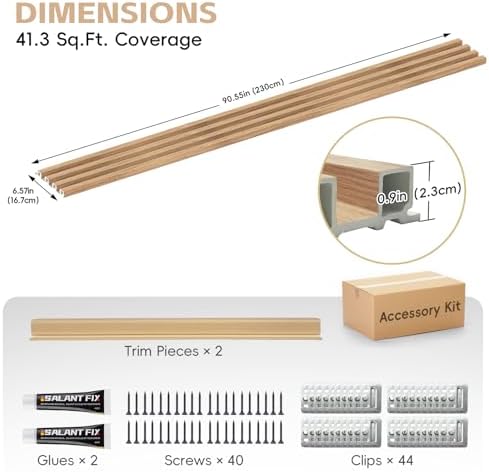 RITOLLO 10 Pack WPC Slat Wall Panels, 90.6" x 6.6" Fluted 3D Accent Wall - Image 2
