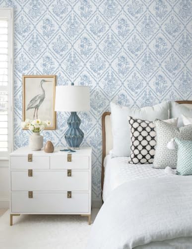 Toduso Peel and Stick Wallpaper Vintage Wall Paper Blue and White Contact Paper - Image 6