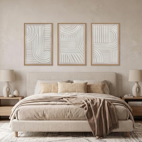 Aryroi Large Abstract Neutral Geometric Framed Canvas Wall Art Set, Mid Century - Image 4