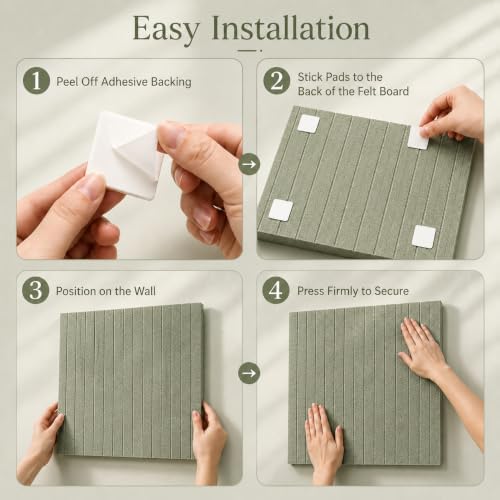 Large Felt Bulletin Board 12-Pack, Sage Green - Image 3