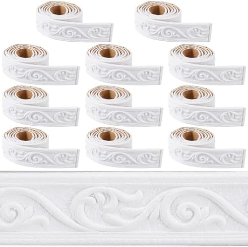 CRASPIRE 11 Rolls 81.2Ft Long White Molding Wall Trim Vintage Crown Wallpaper by CRASPIRE