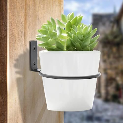 Jiozermi 6 Pack 8 inch Flower Pot Holder Ring, Wall Mounted Black - Image 2