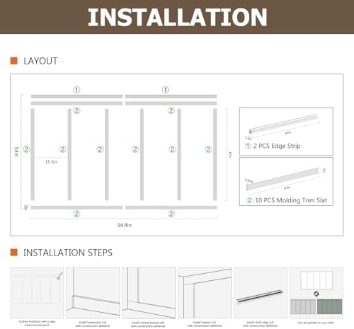 Board and Batten Wall Panel Kit, Paintable Wainscoting Panels Easy Install - Image 6