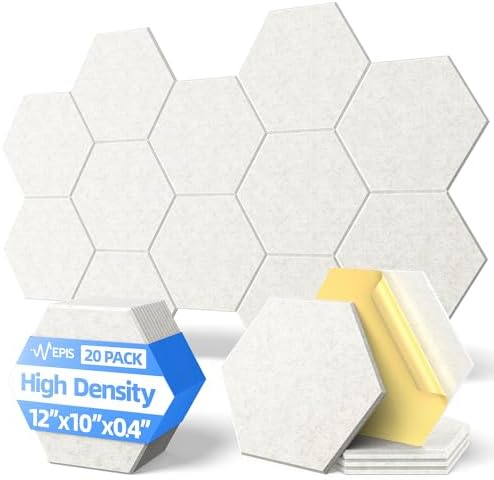 20 Pack Acoustic Panels with Self Adhesive, Soundproof Wall Panels, Hexagon by NEPIS
