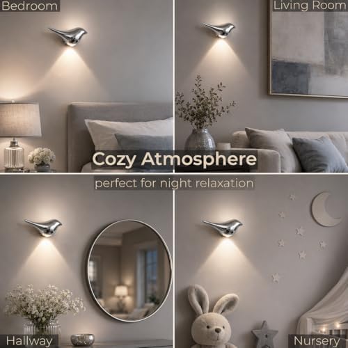 2-Pack Silver Plastic Bird Motion Sensor Wall Lights - Image 6
