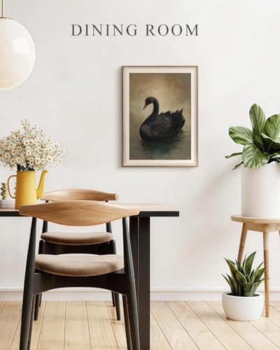 VIYYIEA Framed Black Swan Wall Art, Rustic Animal Canvas Prints, 12×16 Inch - Image 3