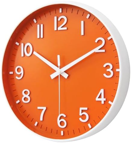 HZDHCLH 8 Inch Wall Clock Battery Operated Silent Non Ticking Orange Modern - Image 2