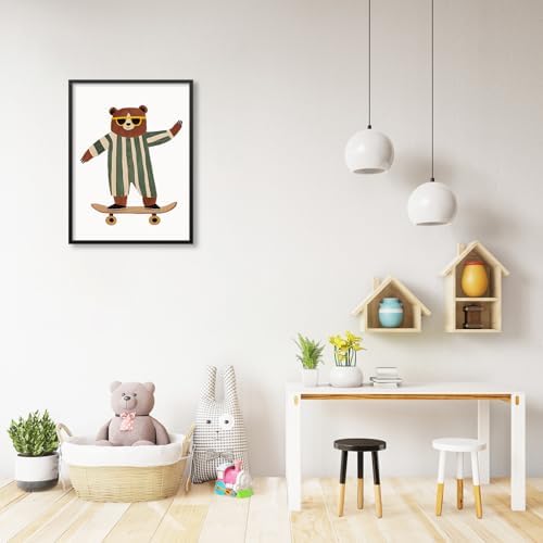 Cool Skateboarding Bear Wall Art Funny Cute Animal Canvas Poster 24x36 inch - Image 5