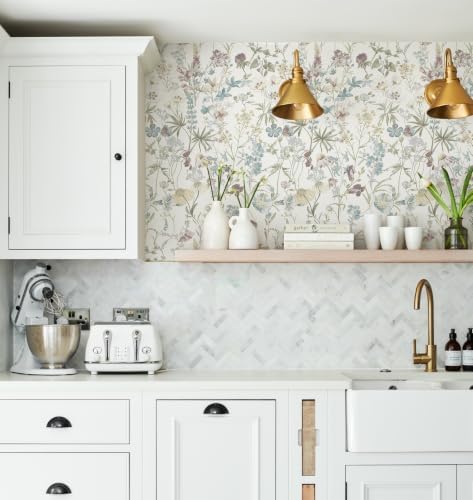 Blue Floral Peel and Stick Wallpaper Boho Leaf Self Adhesive Wallpaper - Image 6